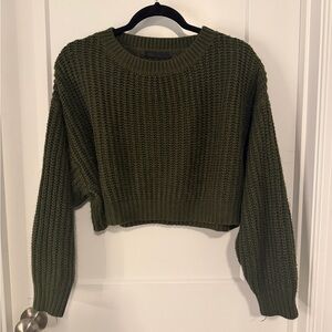 SHEIN Dark Green Knit Crew Neck Sweater